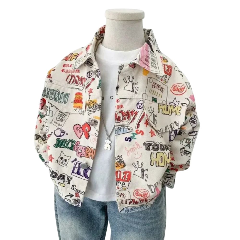 veste-en-jean-blanche-enfant-grafiti