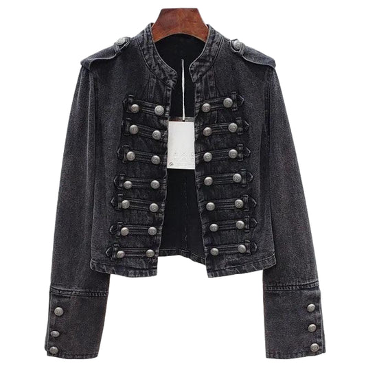 veste-en-jean-col-officier-femme-noir