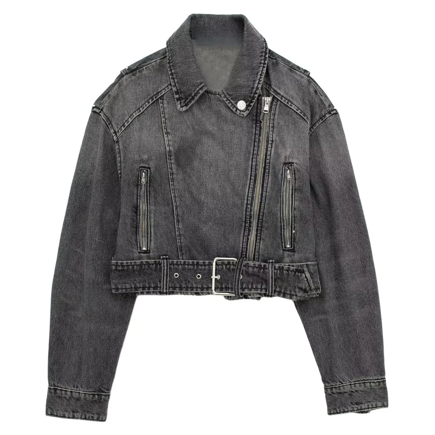 veste-en-jean-femme-col-motard-gris-foncé