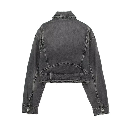 veste-en-jean-femme-col-motard-gris-foncé-dos