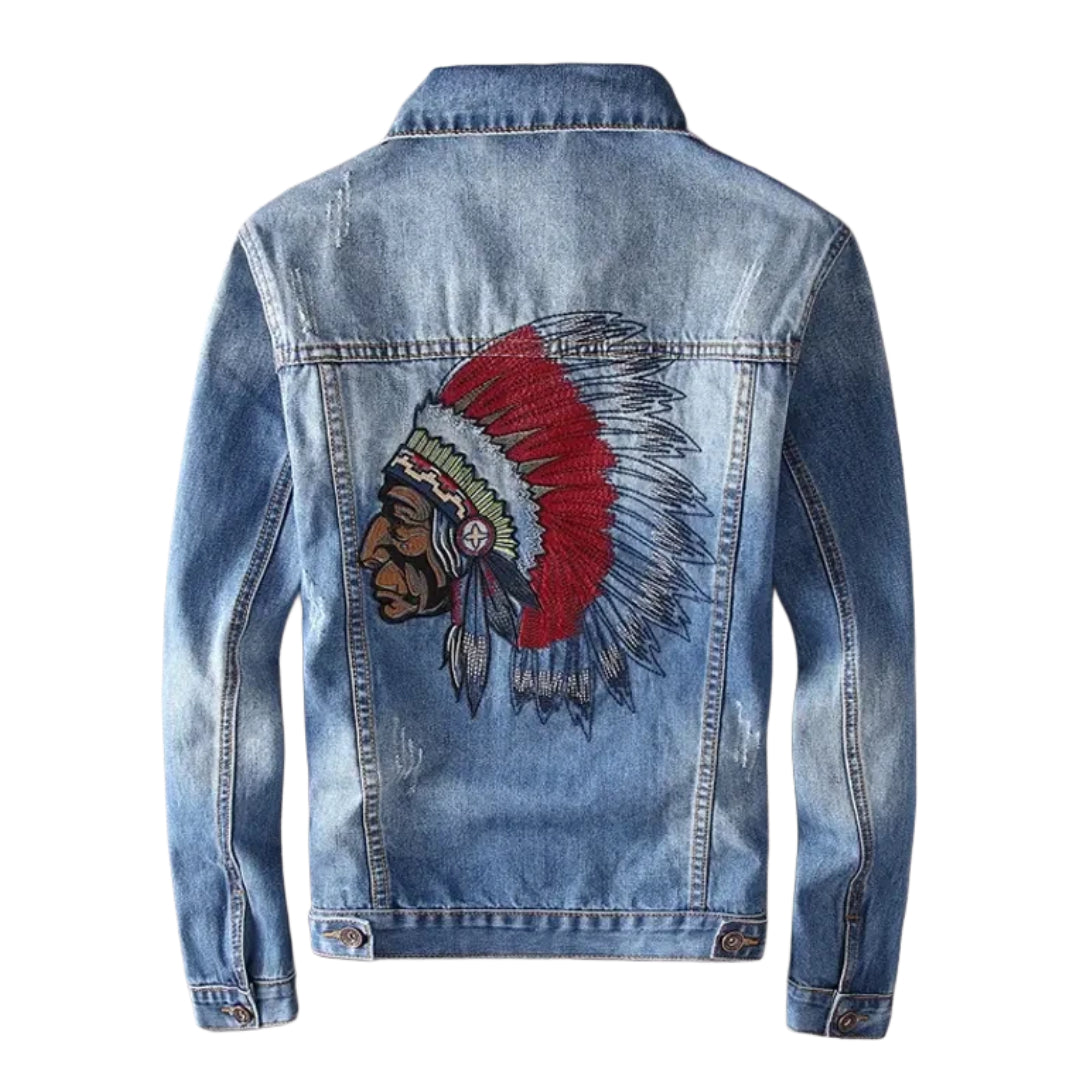 veste-en-jean-homme-brodee-indien-bleu-clair