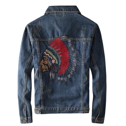 veste-en-jean-homme-brodee-indien-bleu-foncé