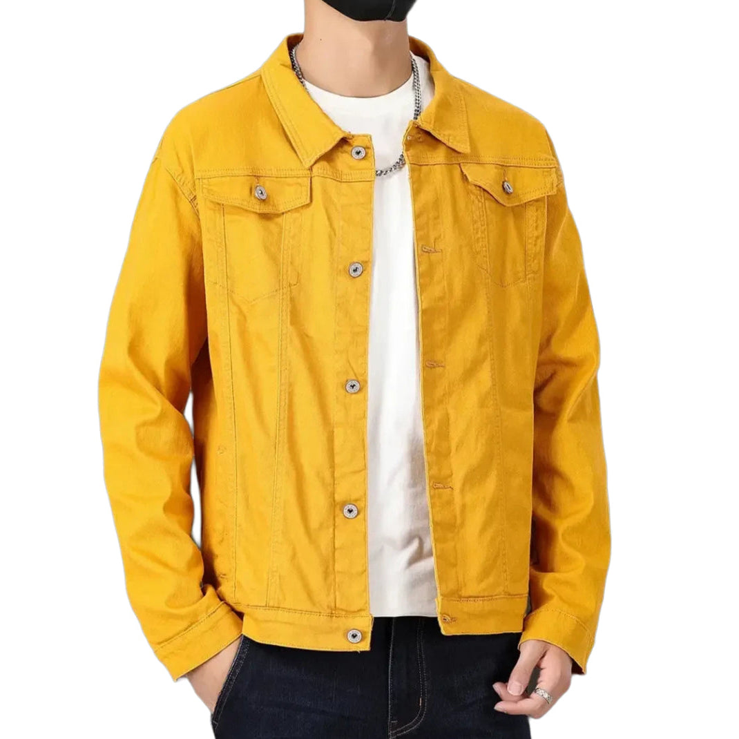 veste-en-jean-jaune-homme-slim