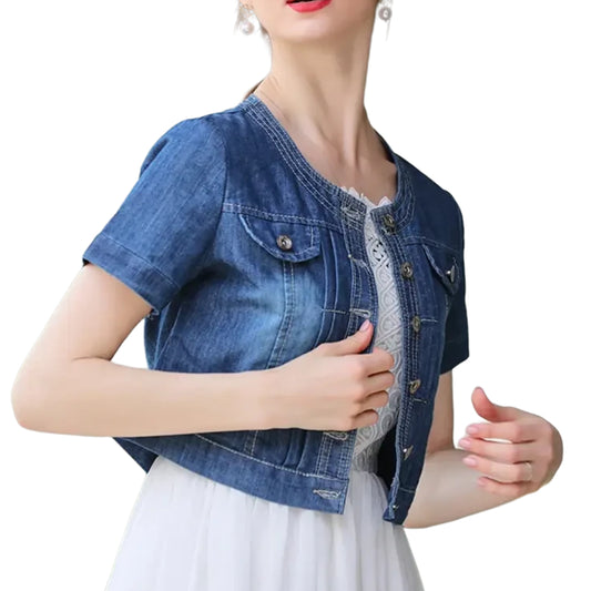 veste-en-jean-manches-courtes-a-col-rond-femme-bleu