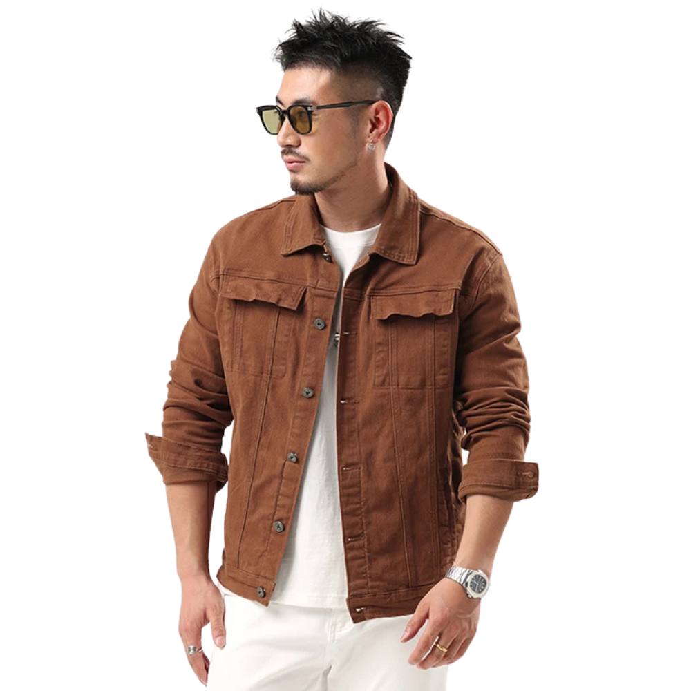 veste-en-jean-marron-caramel-en-coton-homme-casual