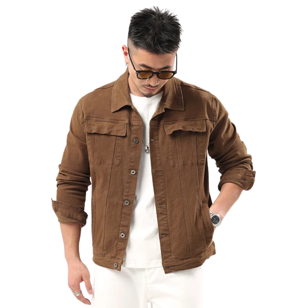 veste-en-jean-marron-en-coton-homme