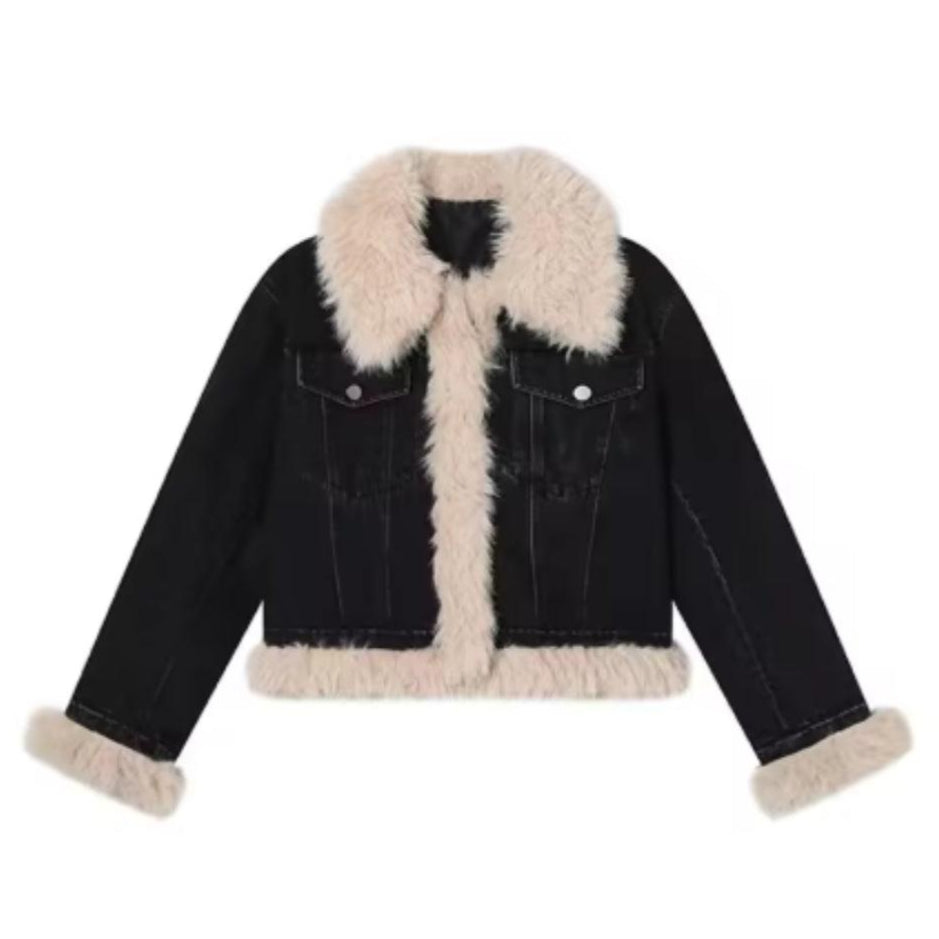 veste-en-jean-noir-col-fourrure-femme