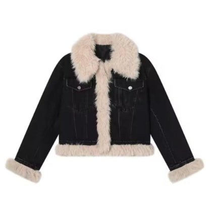 veste-en-jean-noir-col-fourrure-femme