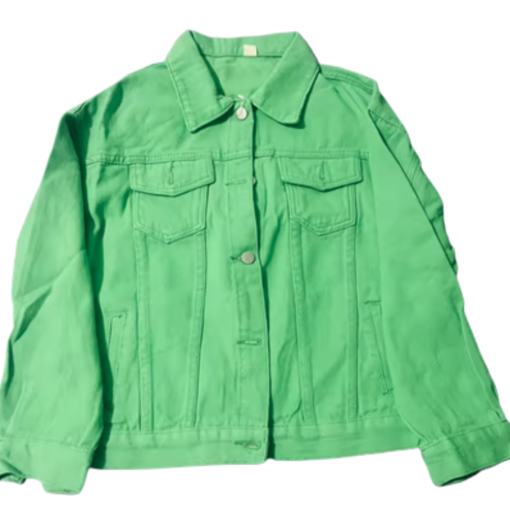 veste-en-jean-verte-en-coton-femme-photo