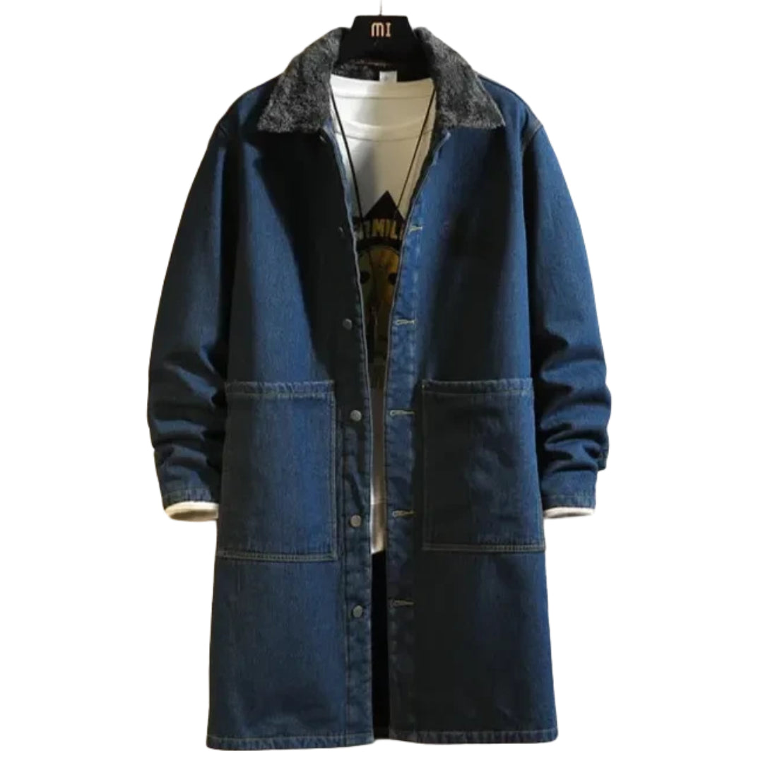 veste-jean-longue-fourree-homme-bleu