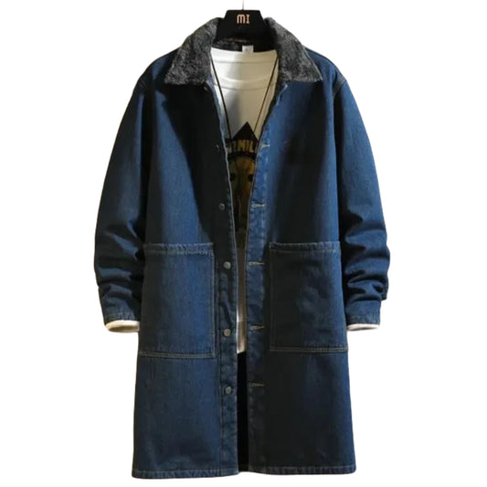 veste-jean-longue-fourree-homme-bleu